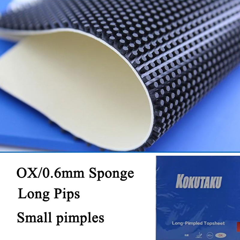 Table Tennis Defense - KOKUTAKU Langnoppen-Tischtennisgummi OX/0,6mm Schwamm Kleine Noppen