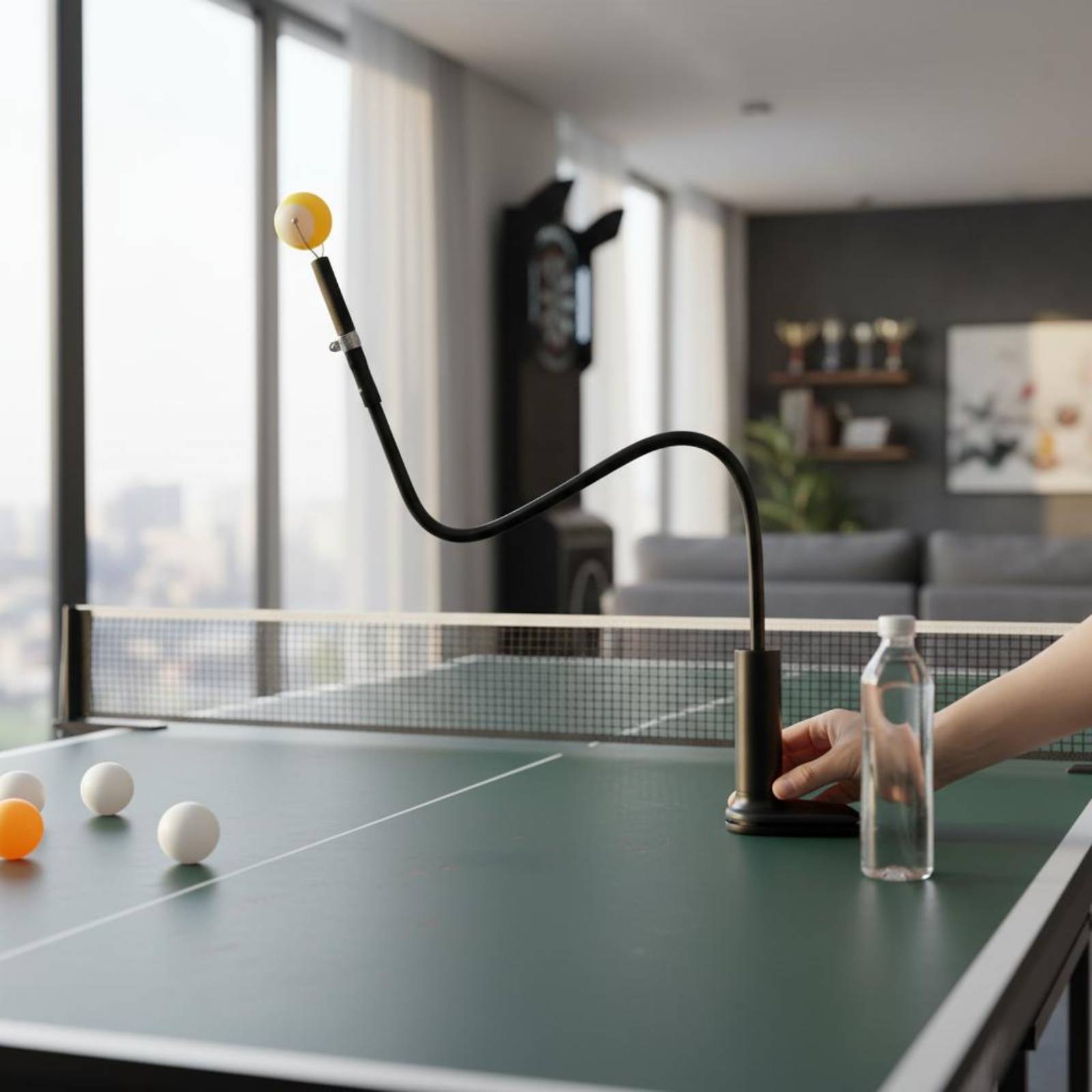 Table Tennis Youtube - Tischtennis-Trainingsgerät für Solo-Übungen, flexible Rohrstruktur, Tischtennis-Rückprall-Trainingsgerät,