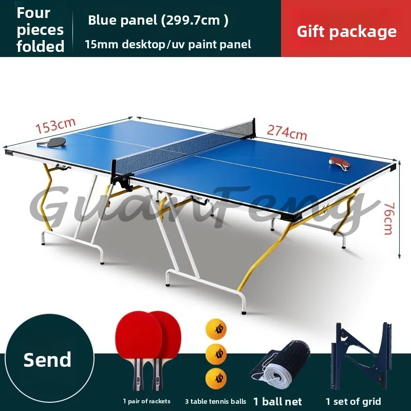 Table Tennis Youtube - Blauer, zusammenklappbarer Tischtennistisch für den Innenbereich,