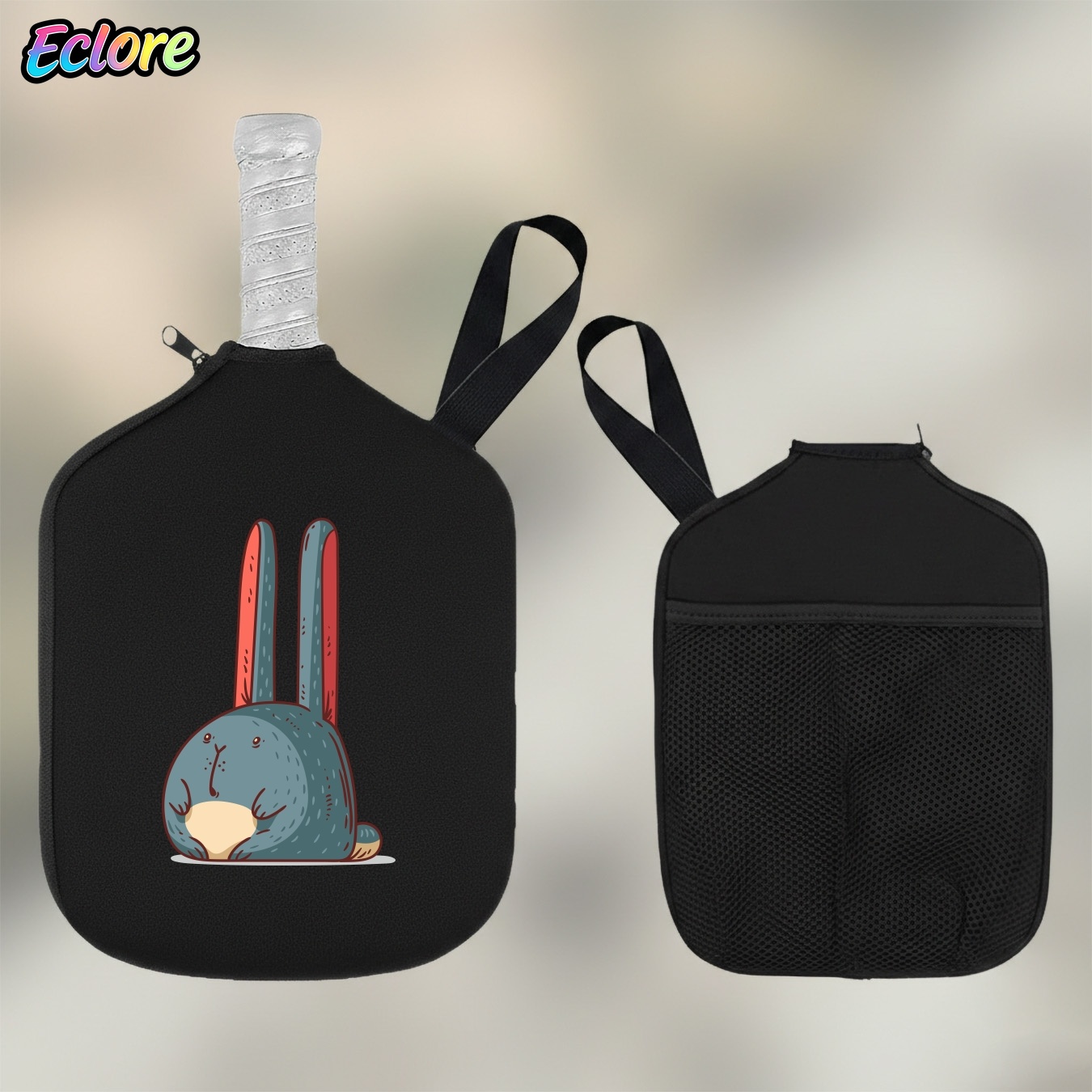 Table Tennis Table - Niedliche Kaninchen-Pickleball-Schlägertasche, Langlebige Cartoon-Schlägerhülle für Tischtennis,