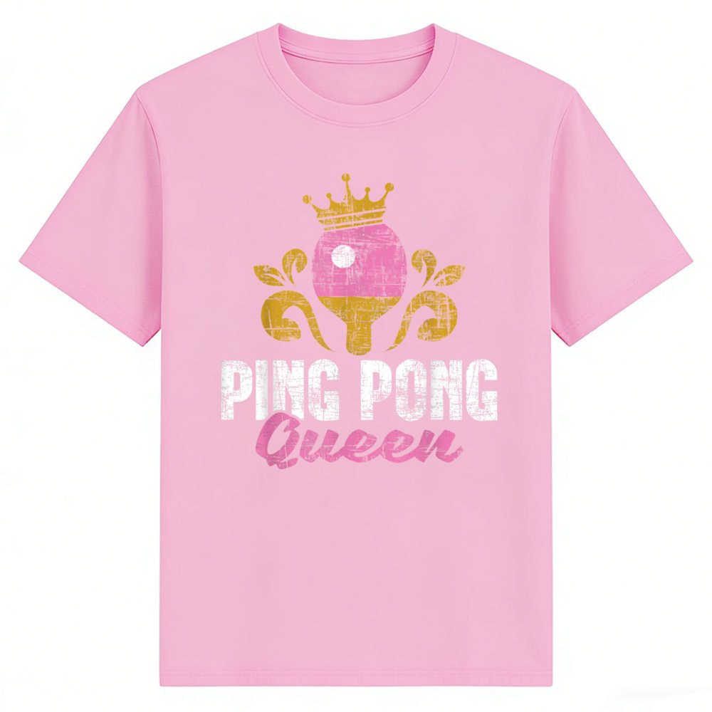 Table Tennis Queen - Ping Pong Queen Grafik-T-Shirt, Vintage-Krone, Tischtennisschläger-Aufdruck,